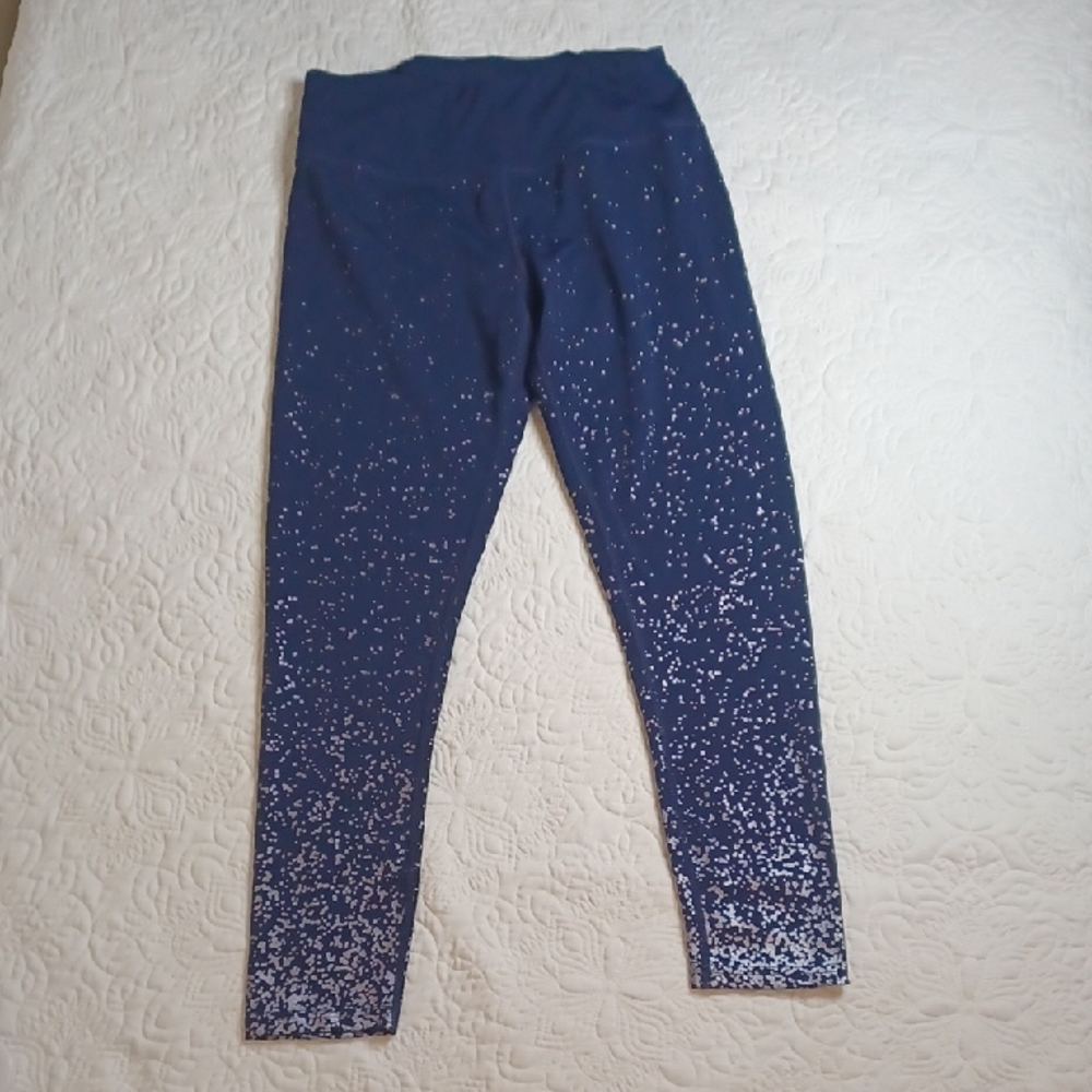 Stylish Navy Metallic Accent Women's Leggings